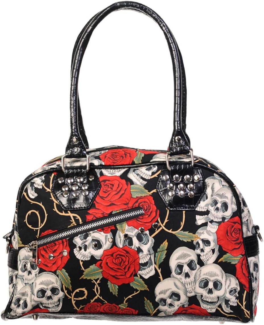 Apparel Skulls and Roses Rockabilly Punk Shoulder Bag Handbag