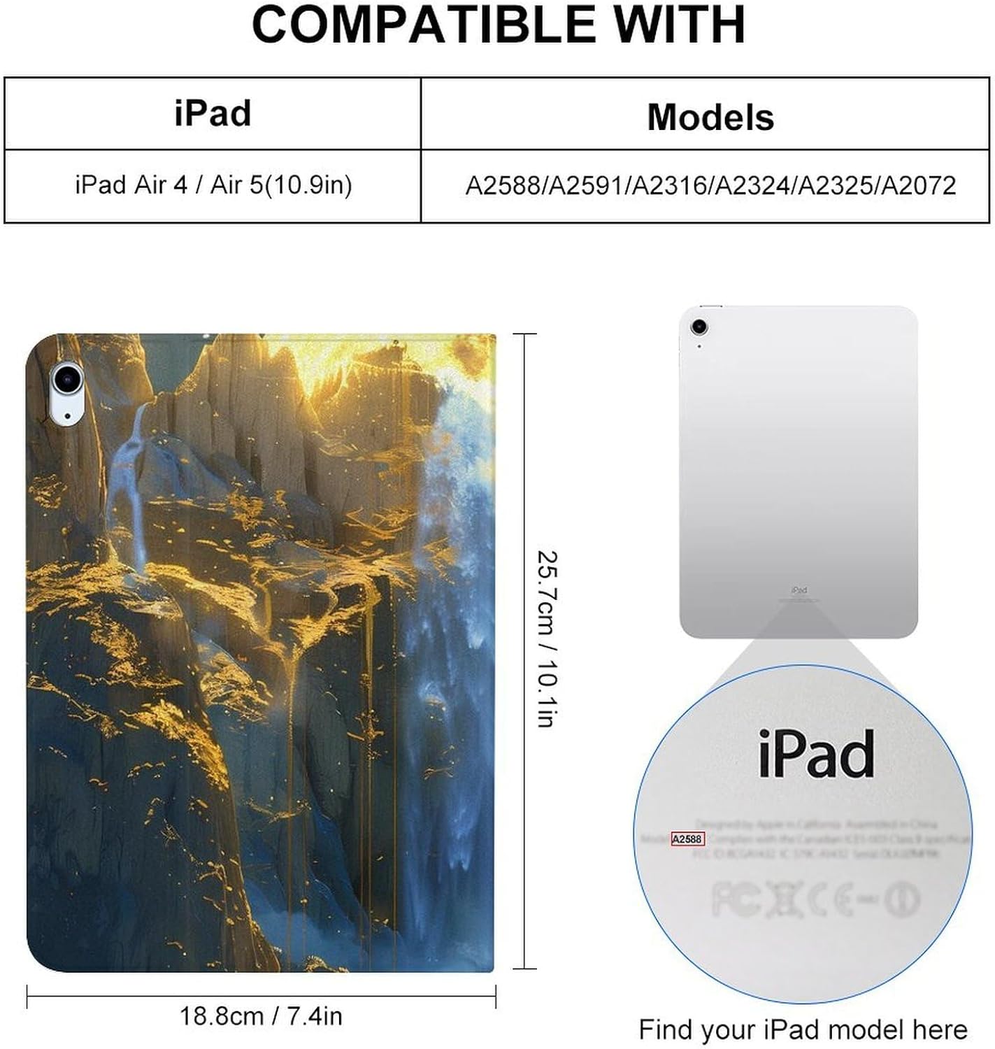 The Big Moon Printed Case Trifold Stand Protective Cover Compatible with ipad Air5/air4 (10.9in) /ipad Pro 2018(11in)