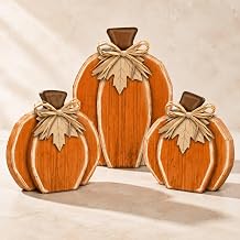 Cinnvoice 3 Pcs 7.3" 9" Fall Pumpkin Decorations Stacked Fall Wooden Signs