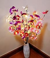 Vista 10 de Fantasee Purple Orchid Twig Lights, 20 LED Artificial Phalaenopsis Branch Lights Battery Powered Flexible Branch Decor Lights for Home Shop Window