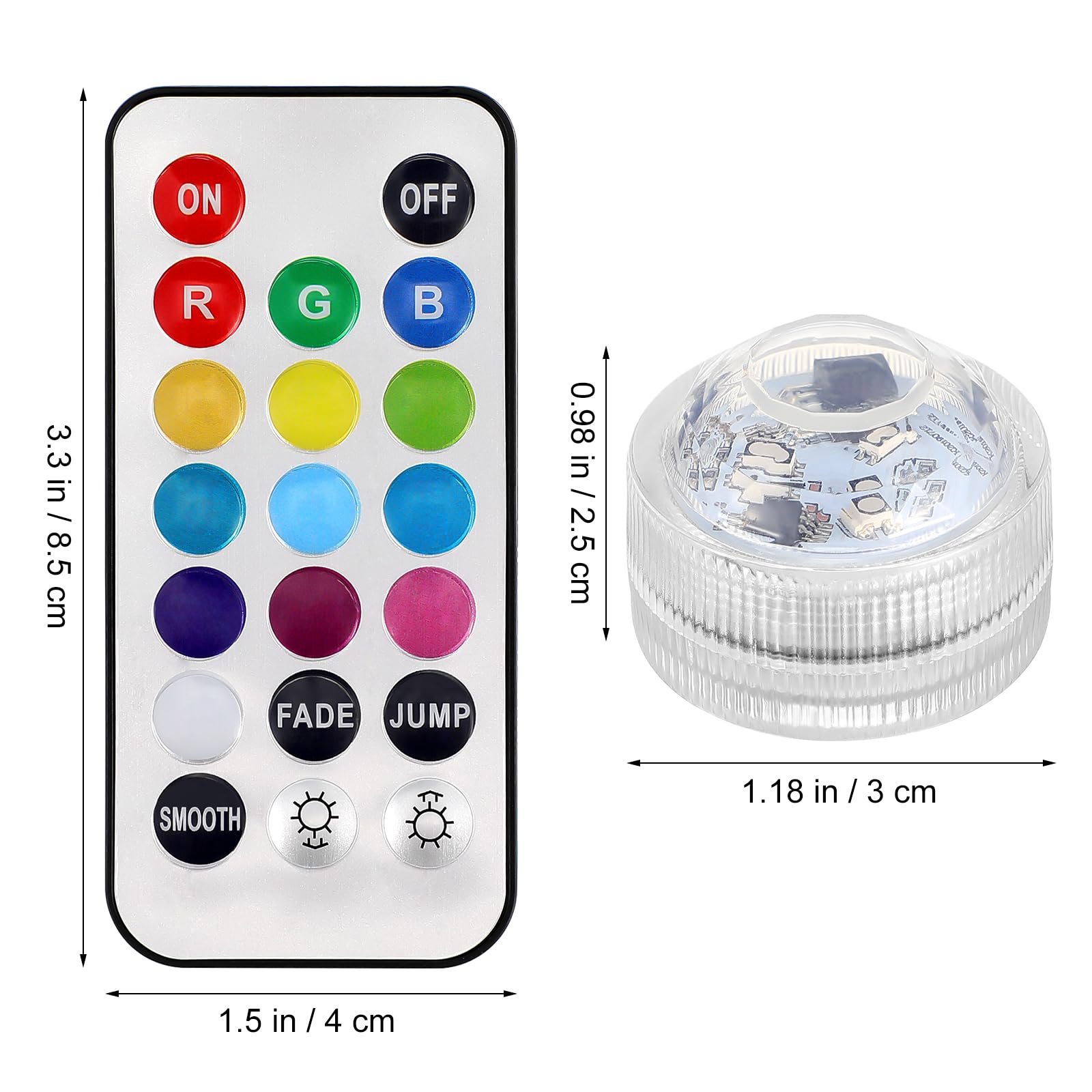 Uonlytech RGB Submersible Led Lights Waterproof Battery Operated Underwater Lights with Remote Control for Wedding Party Vase Aquarium Christmas Halloween Decoration - Image 3