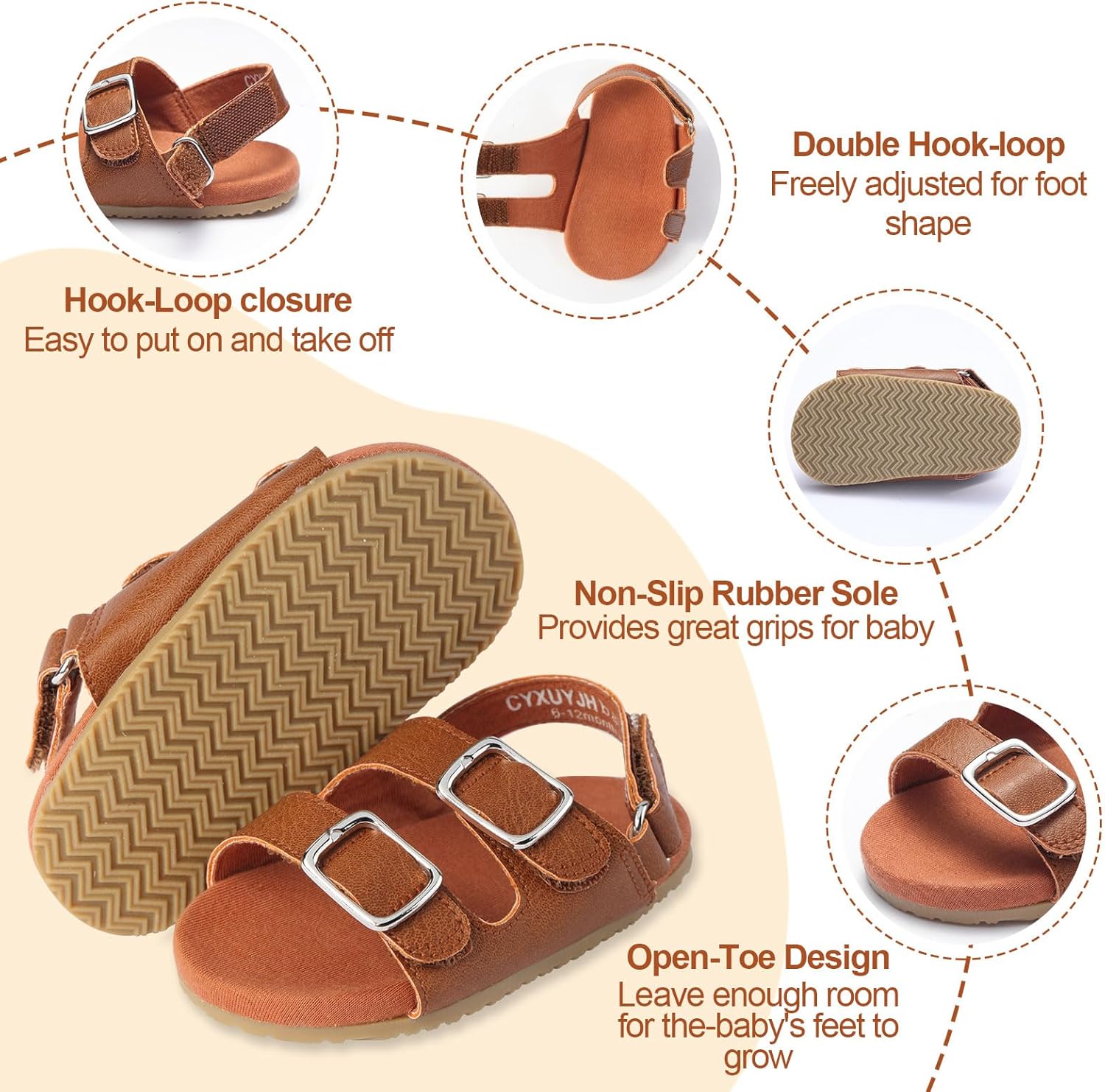 Baby Boys Girls Infant Summer Sandals Open-Toe Outdoor Anti-Slip Rubber Soft Sole Newborn Toddler First Walker Shoes - Image 3