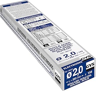 GYS -ELECTRODES Rutiles Acier Ø 2 E6013 - ETUI de 155 - CONSOMMABLE Soudure Arc/MMA - Toutes positions - Amorcage Des 40V