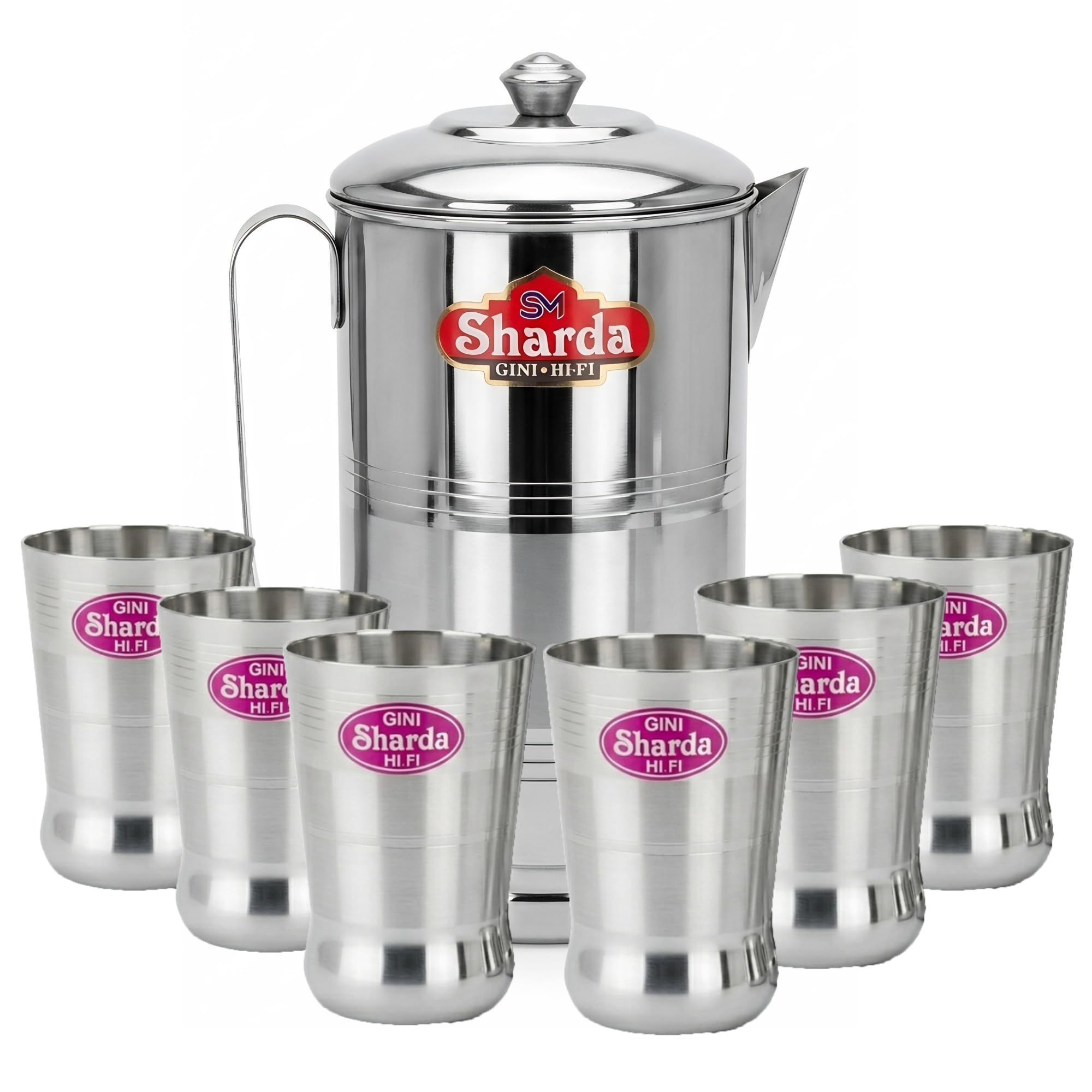 Diwali Gift Set: Stainless Steel Jug & Glasses -1