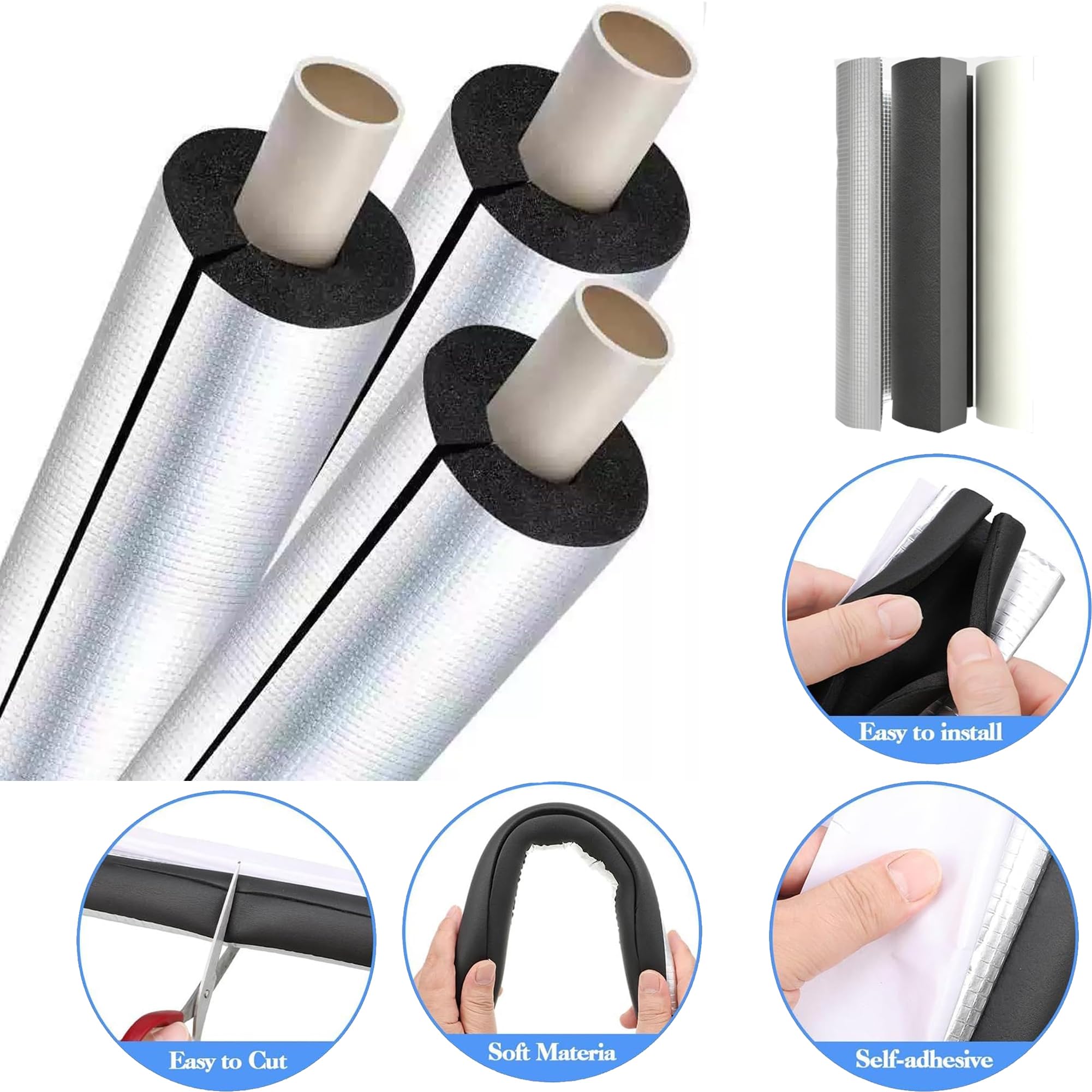 Papel Aluminio Autoadhesivo Tubo de Espuma (ID) 114mm x (T) 30mm