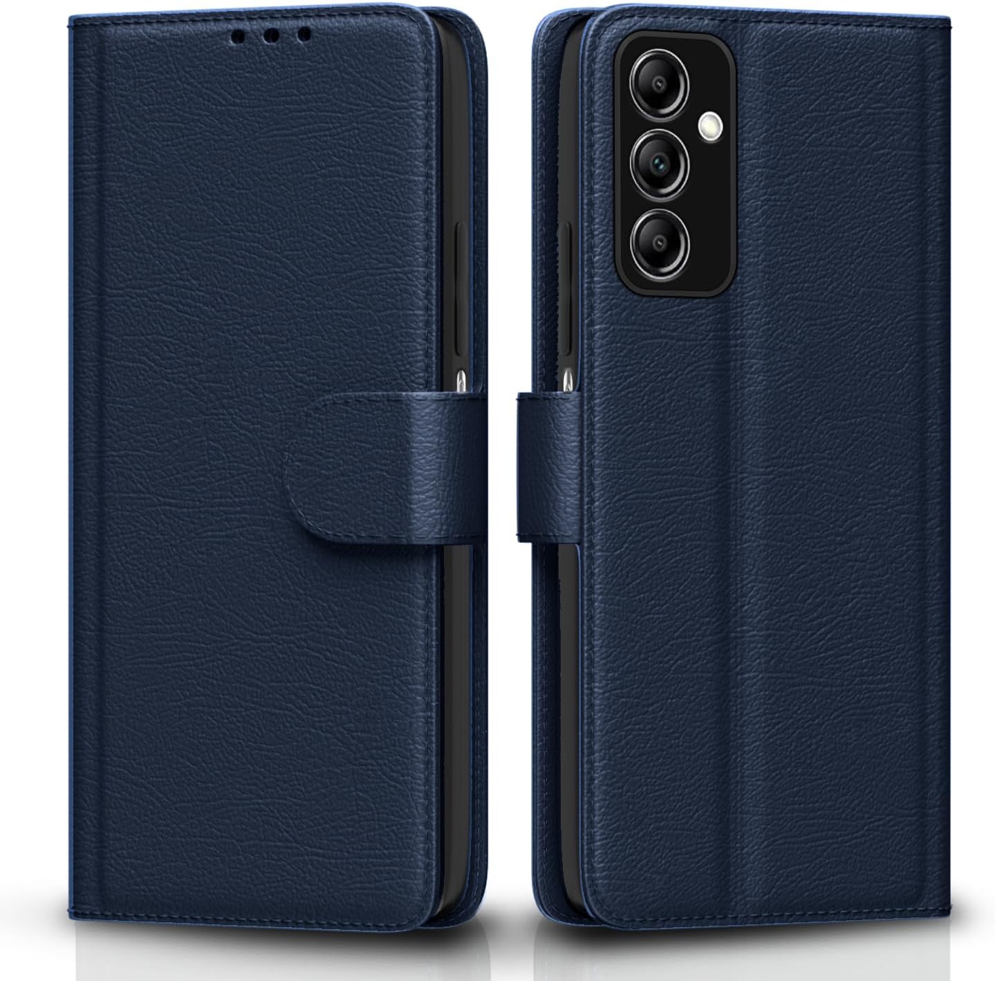 Samsung Galaxy M13 4G Flip Case Leather Finish | Inside TPU with Card Pockets | Wallet Stand and Shock Proof | Magnetic Closing | Complete Protection Flip Cover (Blue)