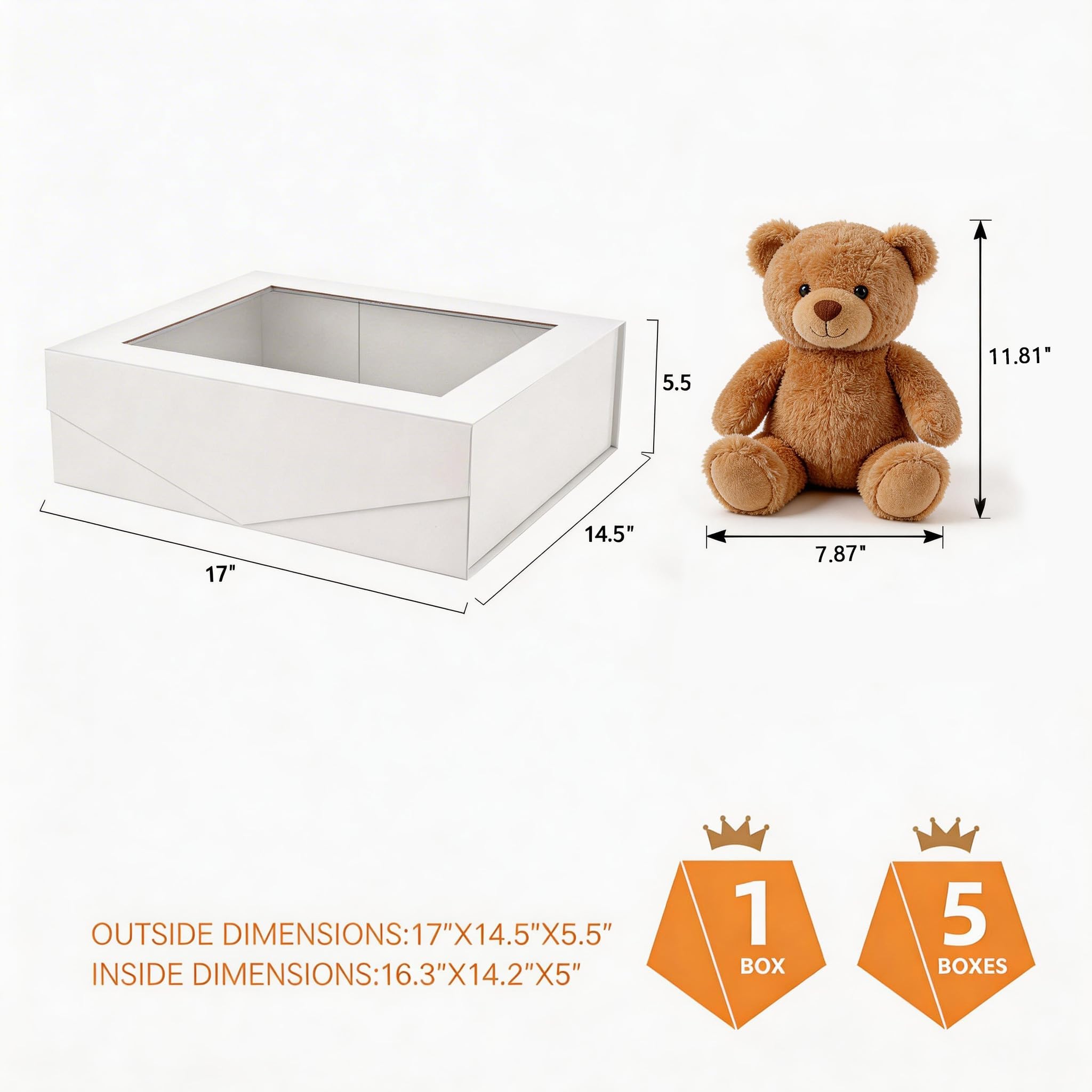 Amazon.com: PACKQUEEN 5 Extra Large White Gift Boxes with Windows