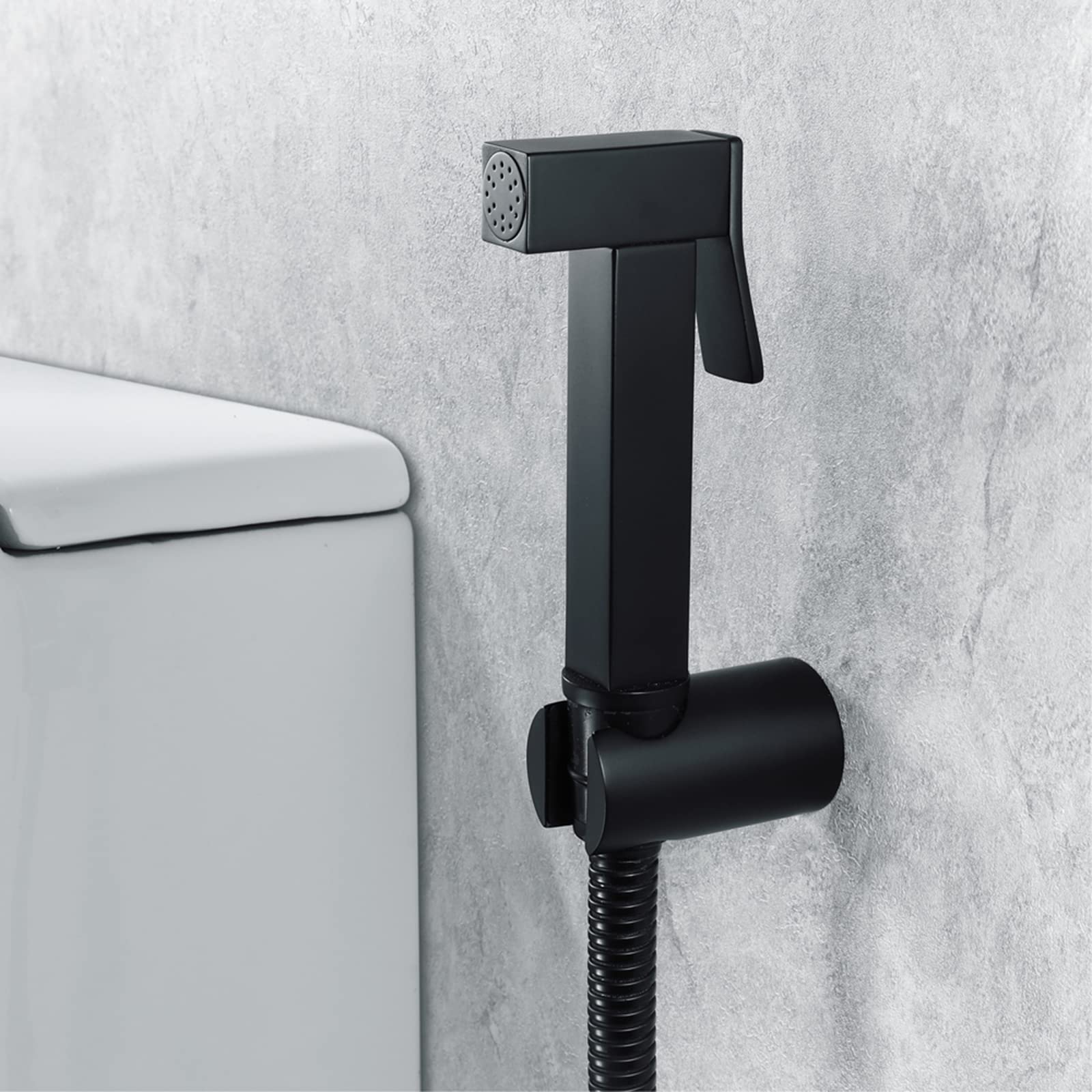 HandheldSprayer mosiężny opryskiwacz materiałowy dla niemowląt, przenośny, kwadratowy, ręczny spryskiwacz toaletowy z wężem i uchwytem, do bielizny damskiej, prania zwierząt domowych, czarny