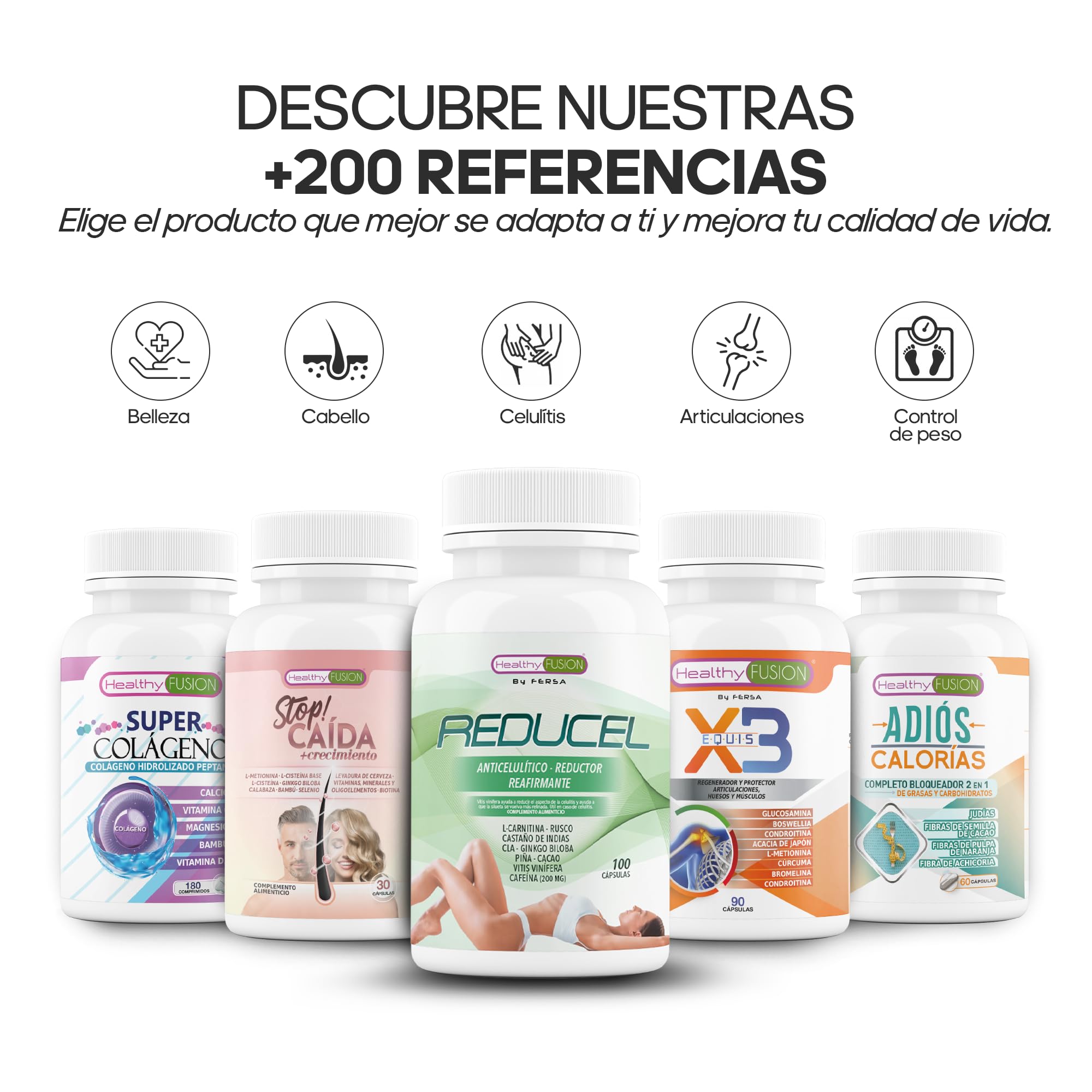 Reducel Potente Reafirmante Anticelulítico 100 Cápsulas L-Carnitina Cafeína CLA