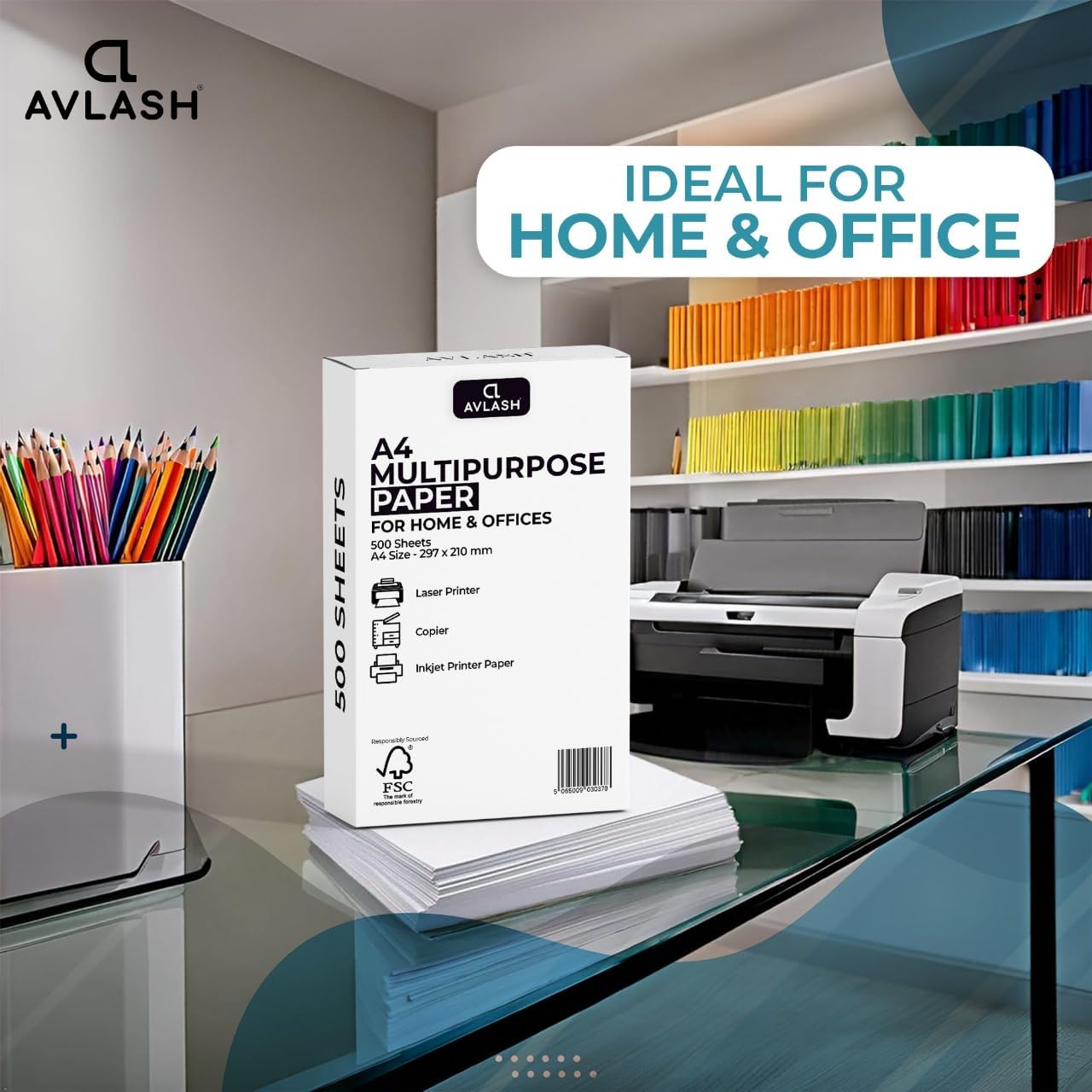 AVLASH® - A4 Multi-Purpose Printer Paper, 1 Ream, 500 Sheets, White, Suitable for Laser, Inkjet Printers and Copiers 7 71c6pUOA5OL. AC SL1280