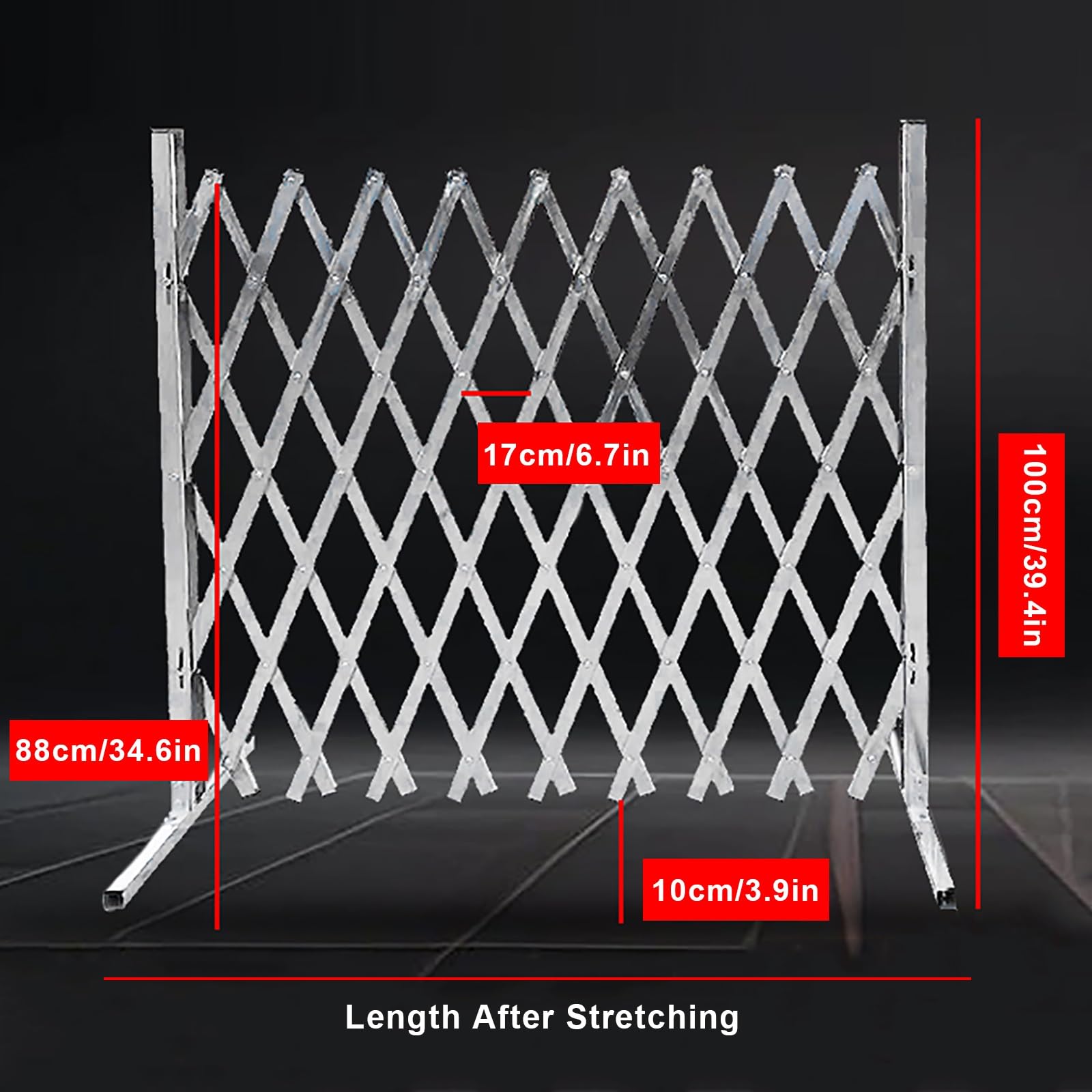 Ausziehbares Sicherheitsgitter aus Edelstahl mit Rollen – Mobile Industriebarriere für Garage, Straße und Flughafen (200 x 100 cm) – Robuste, flexible und faltbare Sicherheitslösung für erhö