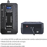 Vista 5 de CyberPower EC850LCD UPS Ecológico de respaldo de batería y protector contra sobretensiones, 850VA/510W, 12 tomas, modo ECO, compacto, certificado UL