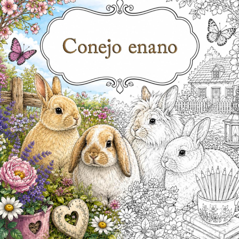 Libro para Colorear Conejos Enanos: Adorables Conejos Enanos para Colorear – Relajación y Diversión para Niños y Adultos