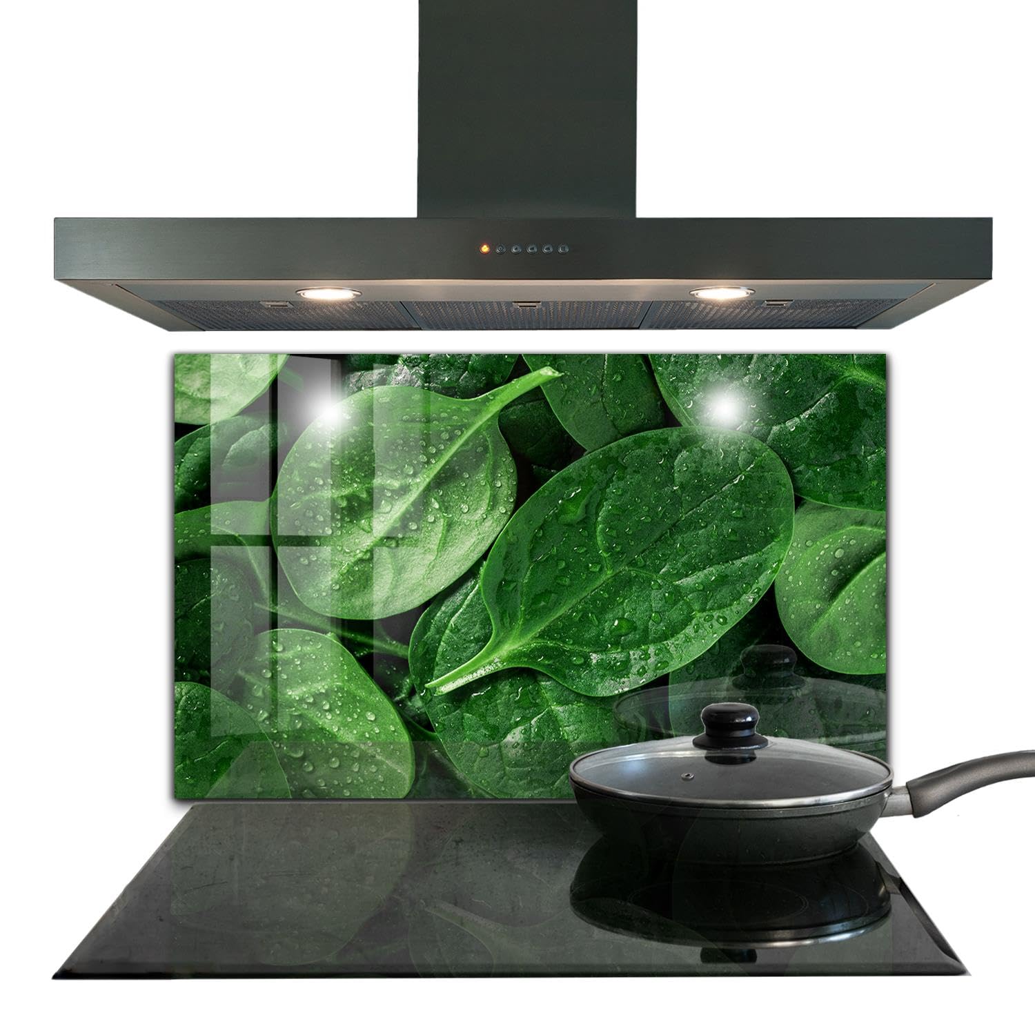 Panneau de cuisine en verre trempé 100x70 Wallfluent Épinards