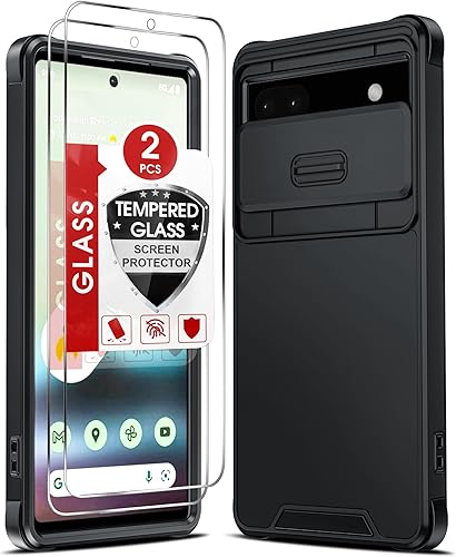 LeYi Funda para Pixel 6A (2022) Funda para teléfono Google Pixel 6A con cubierta deslizante para cámara y 2 protectores de pantalla de vidrio