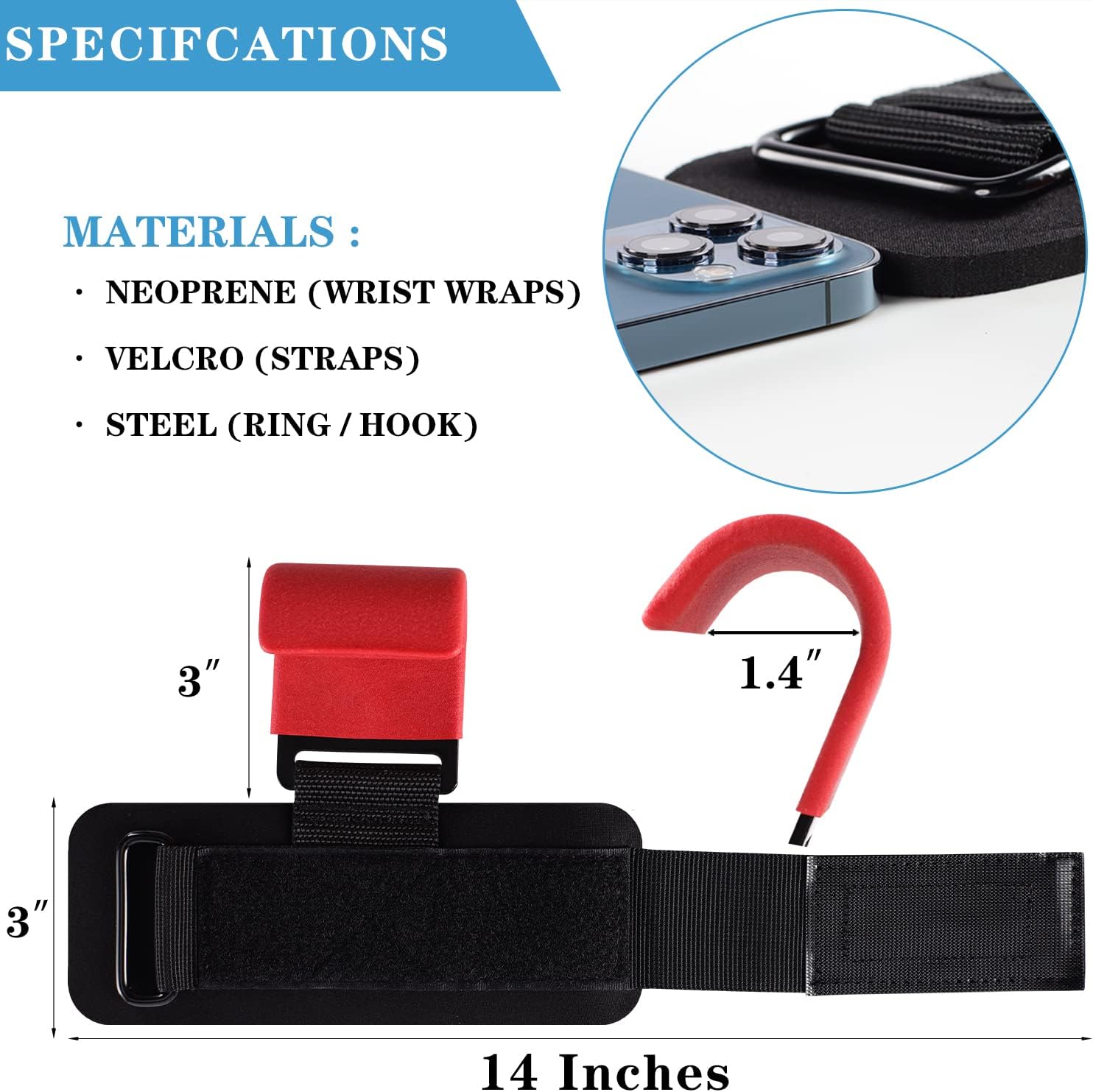 Biicoon Weight Lifting Hook Wrist Strap Hand Grip Support Wrist Straps for Men and Women for Deadlift, Powerlifting, Lifts, Pull up bar, Shrugs : Sports & Outdoors