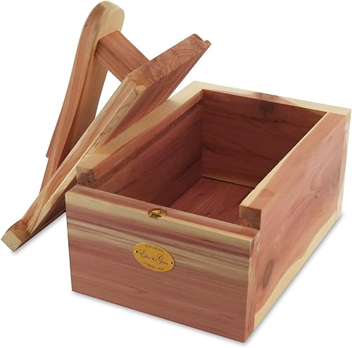 Miniatura 5 de HANGERWORLD Caja de brillo de zapatos de madera de cedro natural con reposapiés