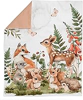 UNIQUE Woodland Forest Animals Cotton Twill Quilt Panel 19x25in - Soft Baby Quilt Centerpiece Fabric for Quilting