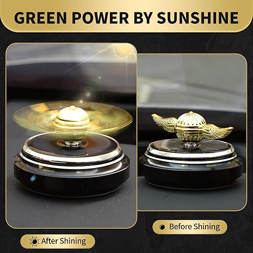 Miniatura 9 de Juguete giratorio solar dorado para decoración de automóvil para niños y adultos, alimentado por Sunshine Spinning Ball para aliviar el estrés,
