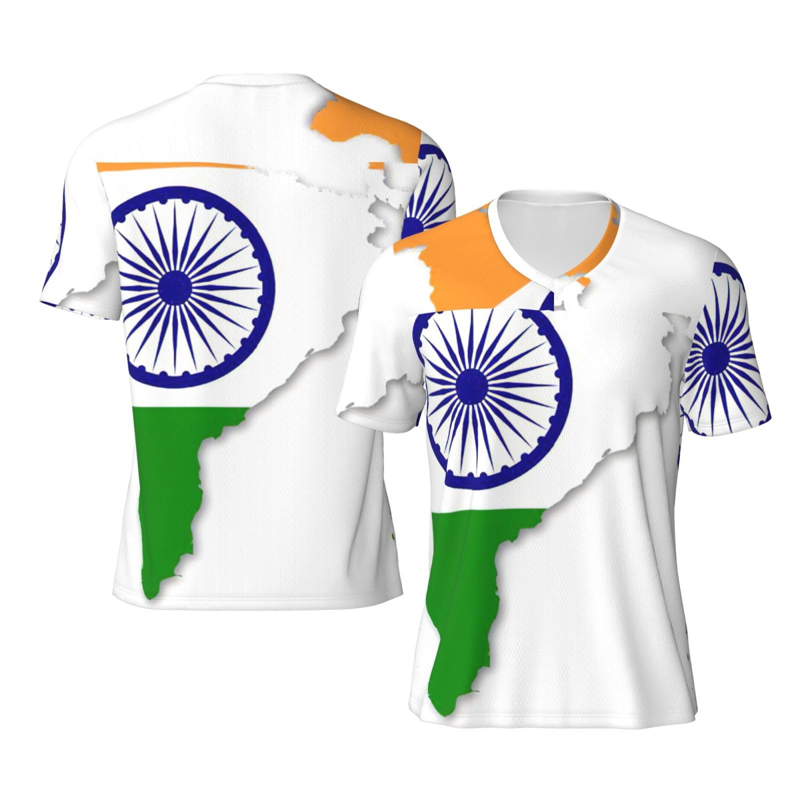 Flag Map of India Men's Athletic Football Jersey, Breathable Quick-Dry Sportswear for Spring Training Matches