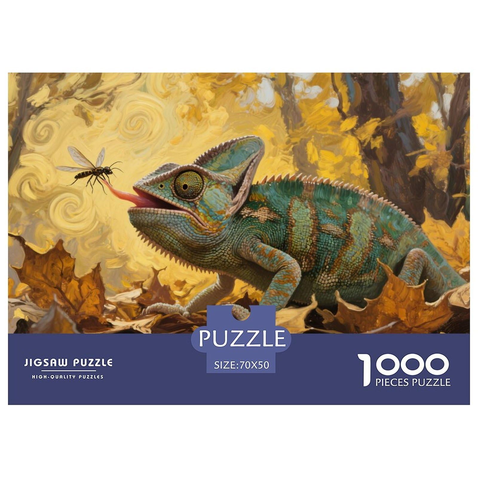 Chameleon Jigsaw Puzzles 1000 Pieces Challenge Game for Adults,Autumn Forest Impossible Jigsaw Puzzle 1000 Piece Educational Games Home Decoration 70x50cm/1000pcs
