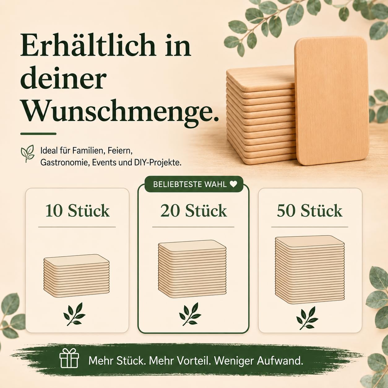 20er Set Frühstücksbrettchen aus Holz - Brettchen - Holzbrettchen zum gravieren - Holzbretter zum basteln - Jausenbrett Holz - Brotzeitbrett - Vesperbrett - Frühstücksbretter