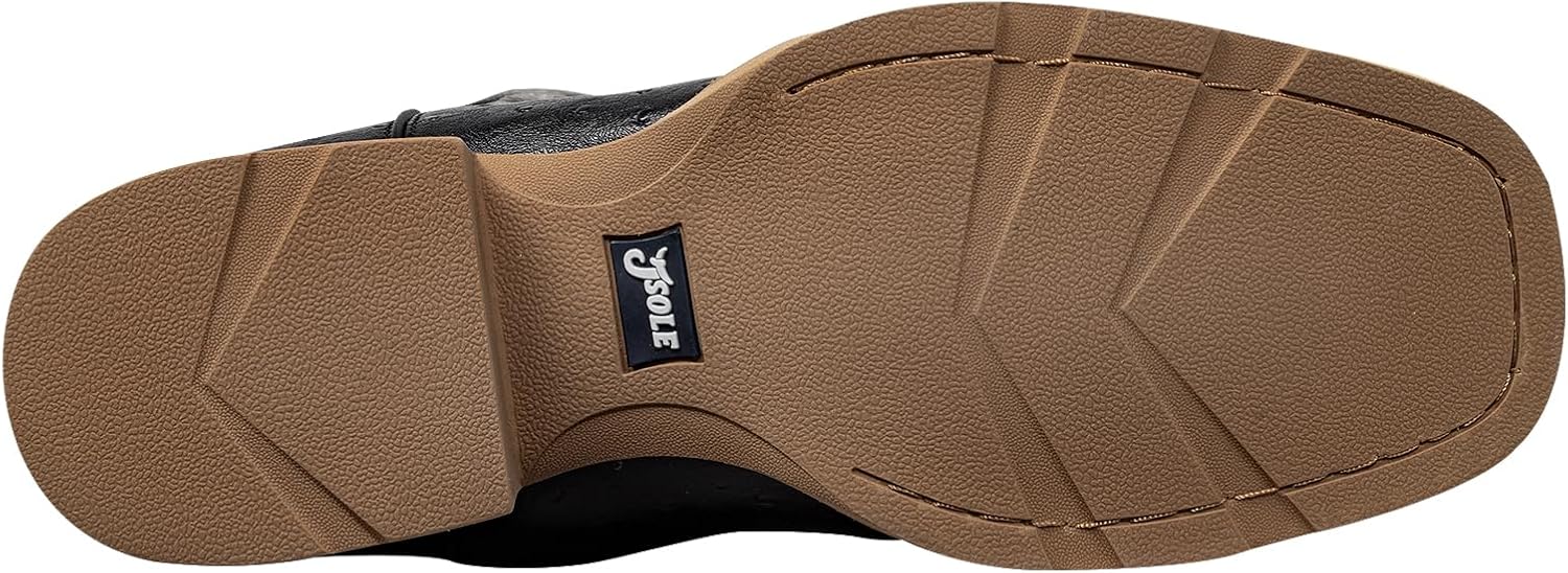 J's.o.l.e Ostrich Mens Cowboy Boots Square Toe - Wide Fit & Western Style Exotic Boots,Stitching & Lightweight Outsole for Riding,Ranch,Country Casual