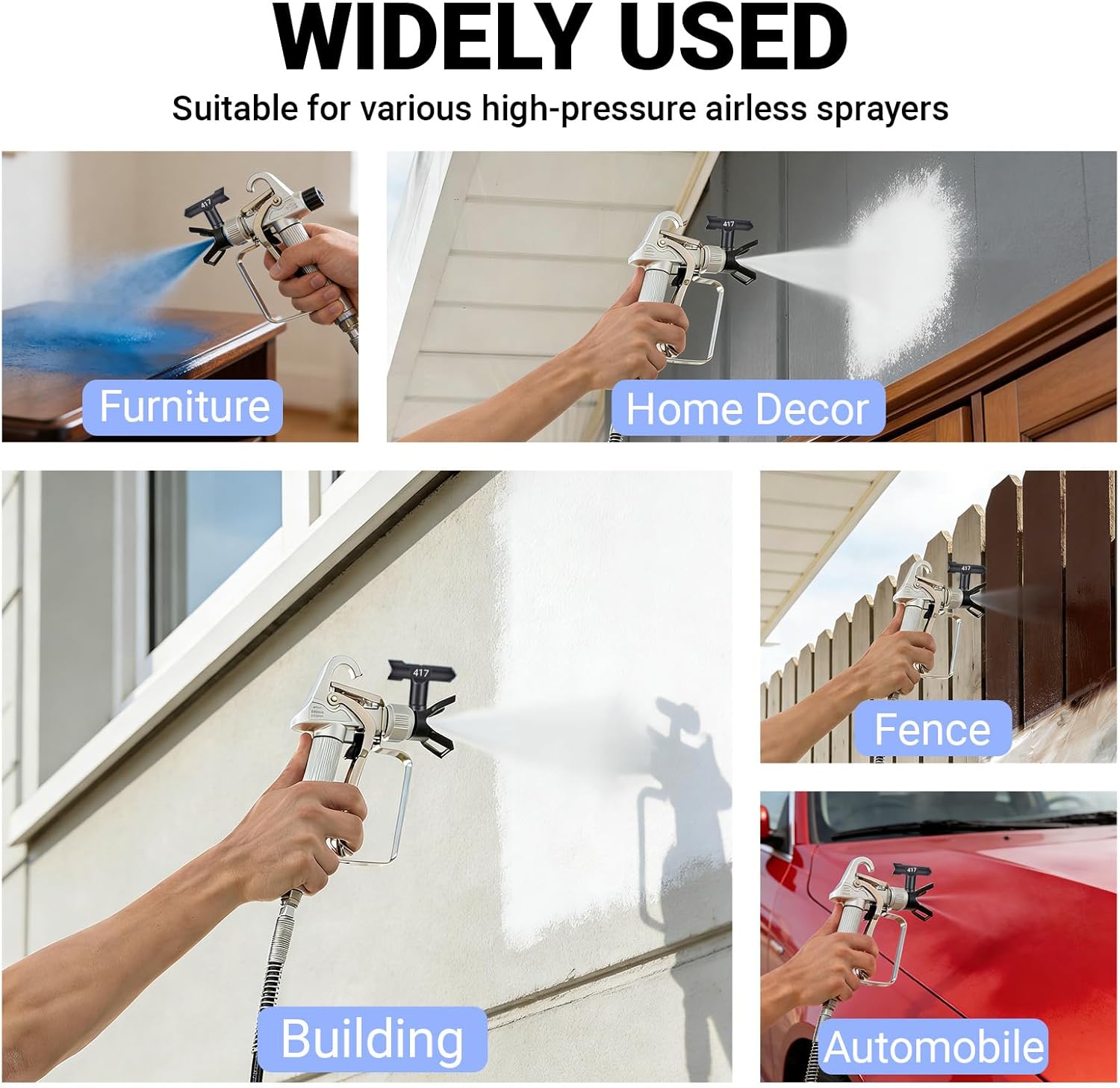 417 TrueAirless Paint Spray Tip Reversible Spray Tips, Easy Clean Airless Paint Spray Machine Parts Compatible with Graco Model for Homes Buildings Garden Decks Fences