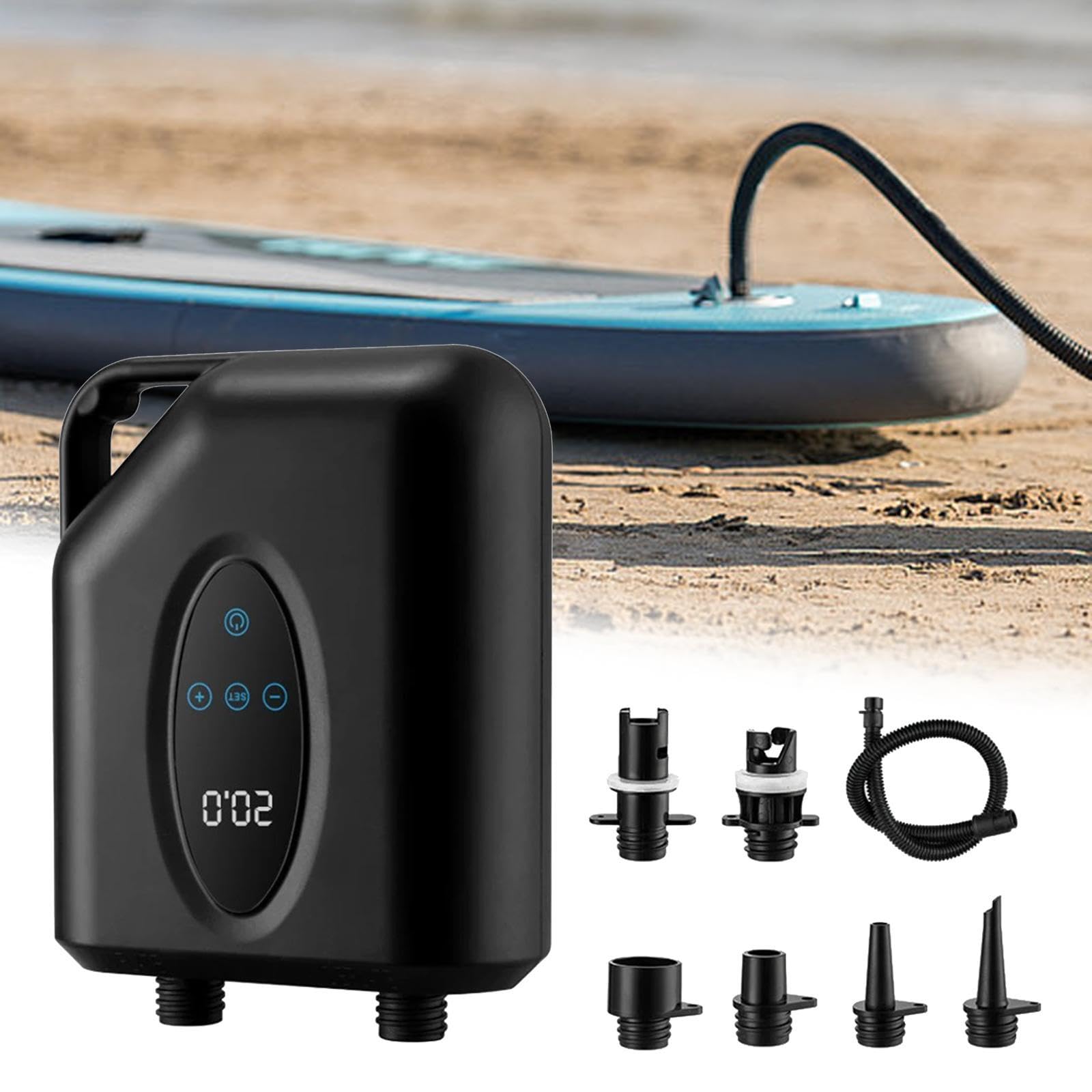 Pompa Elettrica Gonfiatore Digitale Automatica Portatile per Materassini Barche Piscine Adatto Viaggi Famiglia Tempo Acquatici