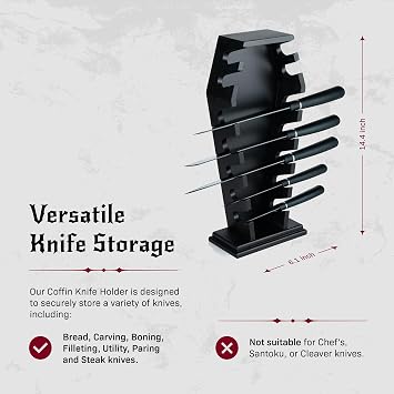 Coffin knife holder has 14 Magnets for 7 knives- Gothic Kitchen Decor and Goth Kitchen Accessories, Gothic Knife Holder, Halloween Knife Holder for Goth Kitchen, Littlesy (Without Knives)
