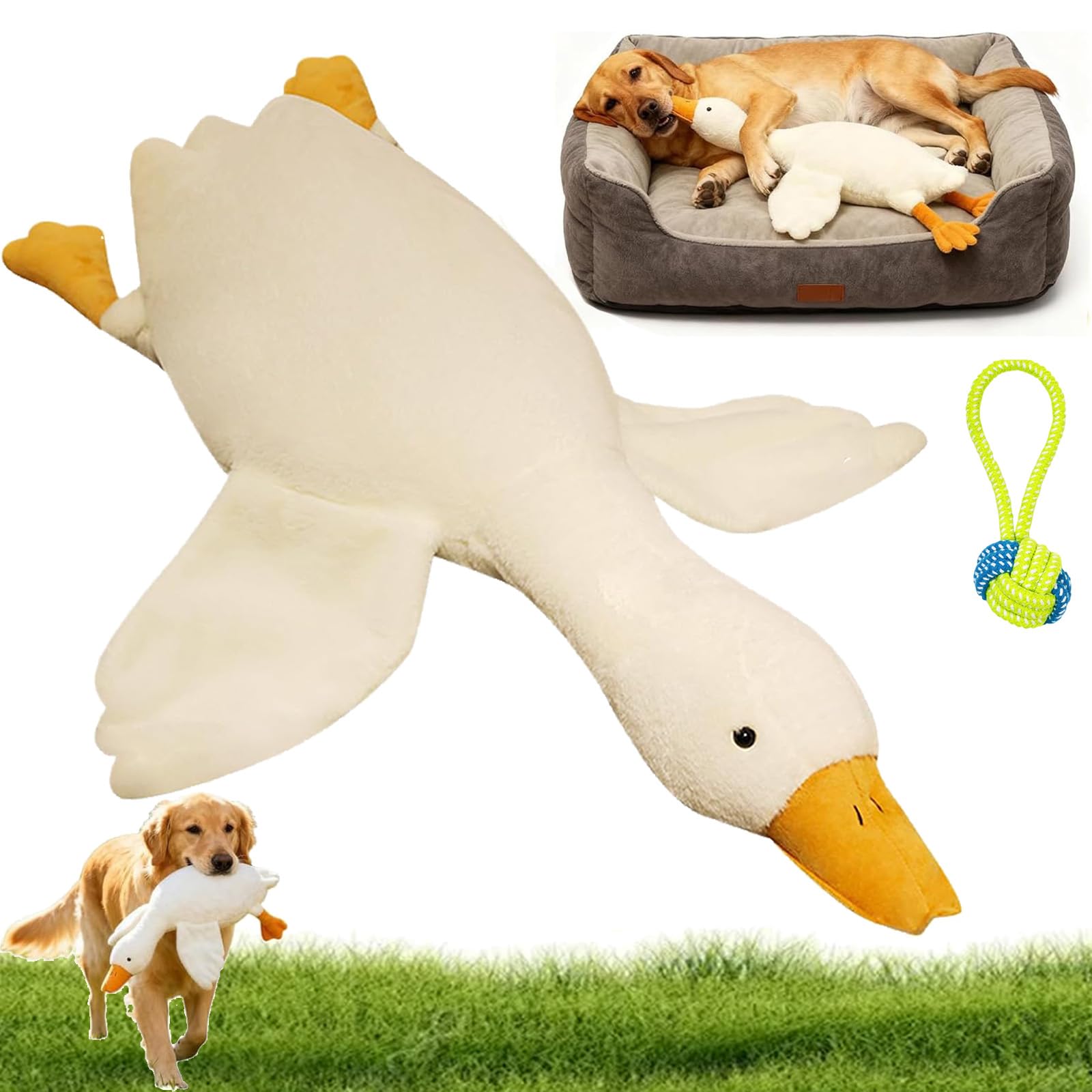 Qosigote 2026 Goose Dog Toy, Large Plush White Duck Dog Toys, Calming Duck Toy for Dogs, Dogs Sleeping Companion Toys, Eliminates Boredom, Relieves Anxiety, Suitable for Alldogs. (A,130CM)
