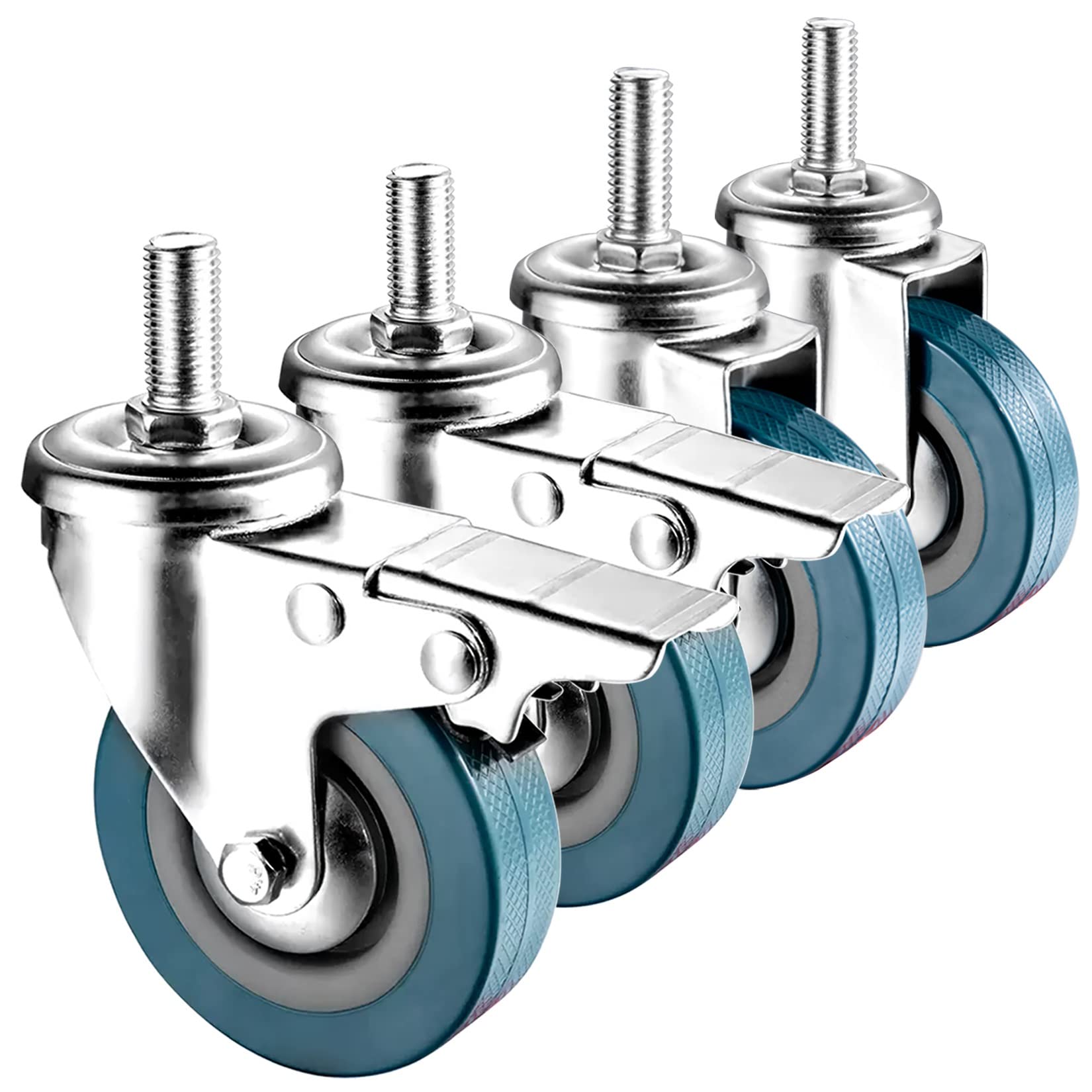 Roulettes pivotantes avec frein lot de 4 pour meubles tige filetée M12