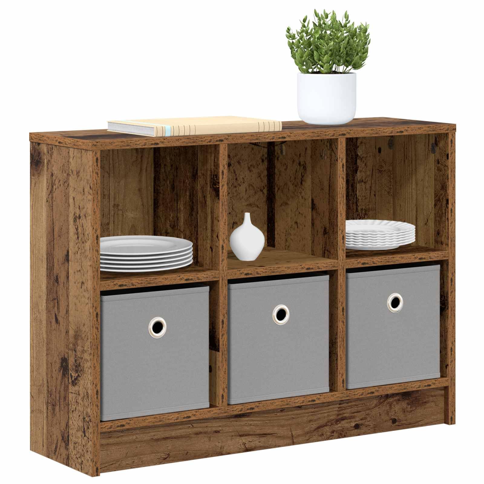 Credenza in legno anticato, 73,5 x 22,5 x 53,5 cm, comò con