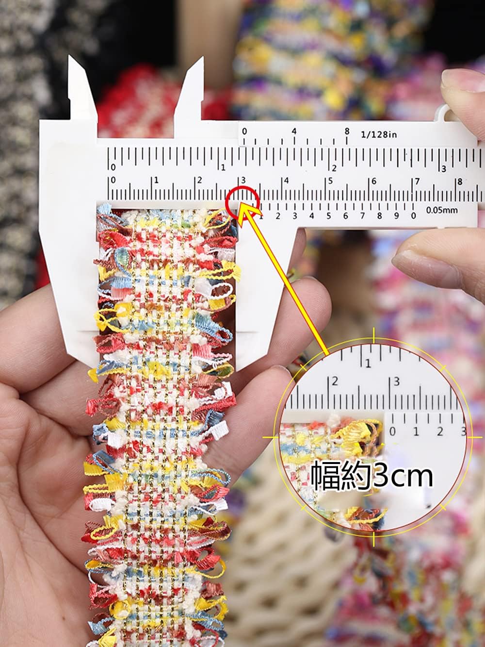 Tweed Ribbon with Glitter, Tape, Lace, Accessories, Handicraft, Width: Approx. 1.2 inches (30 mm), Pink, 43 Yards