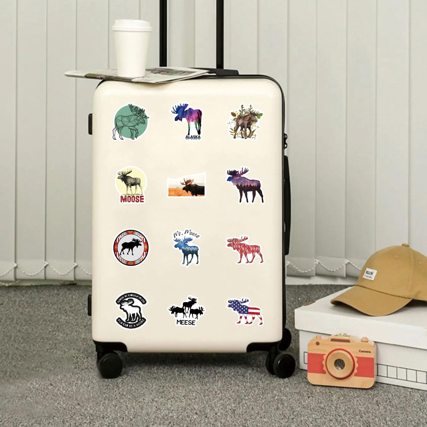 62Pcs Moose Stickers Pack, Aesthetic Vinyl Waterproof Sticker Decals for Water Bottle,Laptop,Phone,Skateboard,Scrapbooking,Bumper for Fans for Party Supply - Image 5