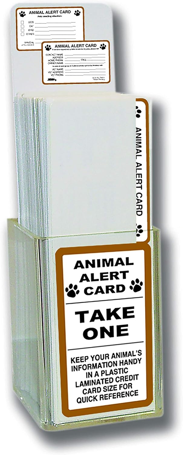 Tabbies 54661 Animal Alert Cards, 100 Cards, Self-Laminating Wallet Emergency Contact Cards for Pet Owners, Vet Offices and Shelters
