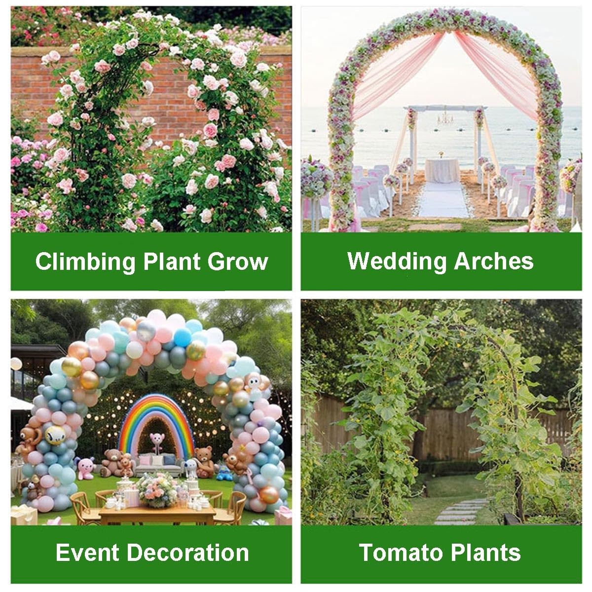 Arco per Rose Rampicanti 260 280 240 180 120 400 cm, Supporto in Metallo con Base Pergolato da Giardino per Interni ed Esterni, Resistente Arco di Nozze(Black,280 x 250 x 40 cm)