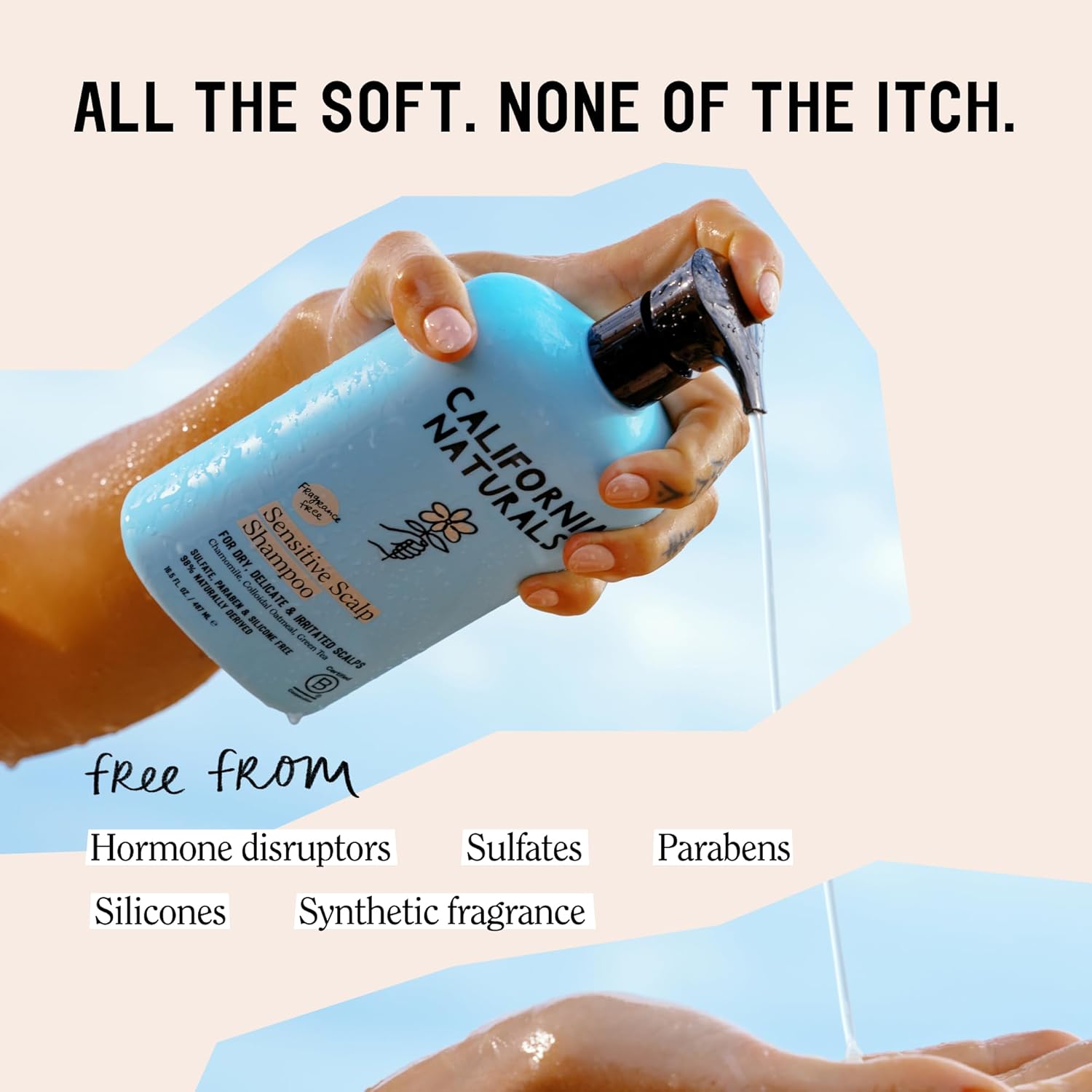 California Naturals Sensitive Scalp Shampoo & Conditioner Set, Soothing Gentle Hair Care for All Hair Types, Unscented & Fragrance Free, Vegan, Cruelty, Paraben & Sulfate Free, Color Safe, 16.5 oz - Image 3