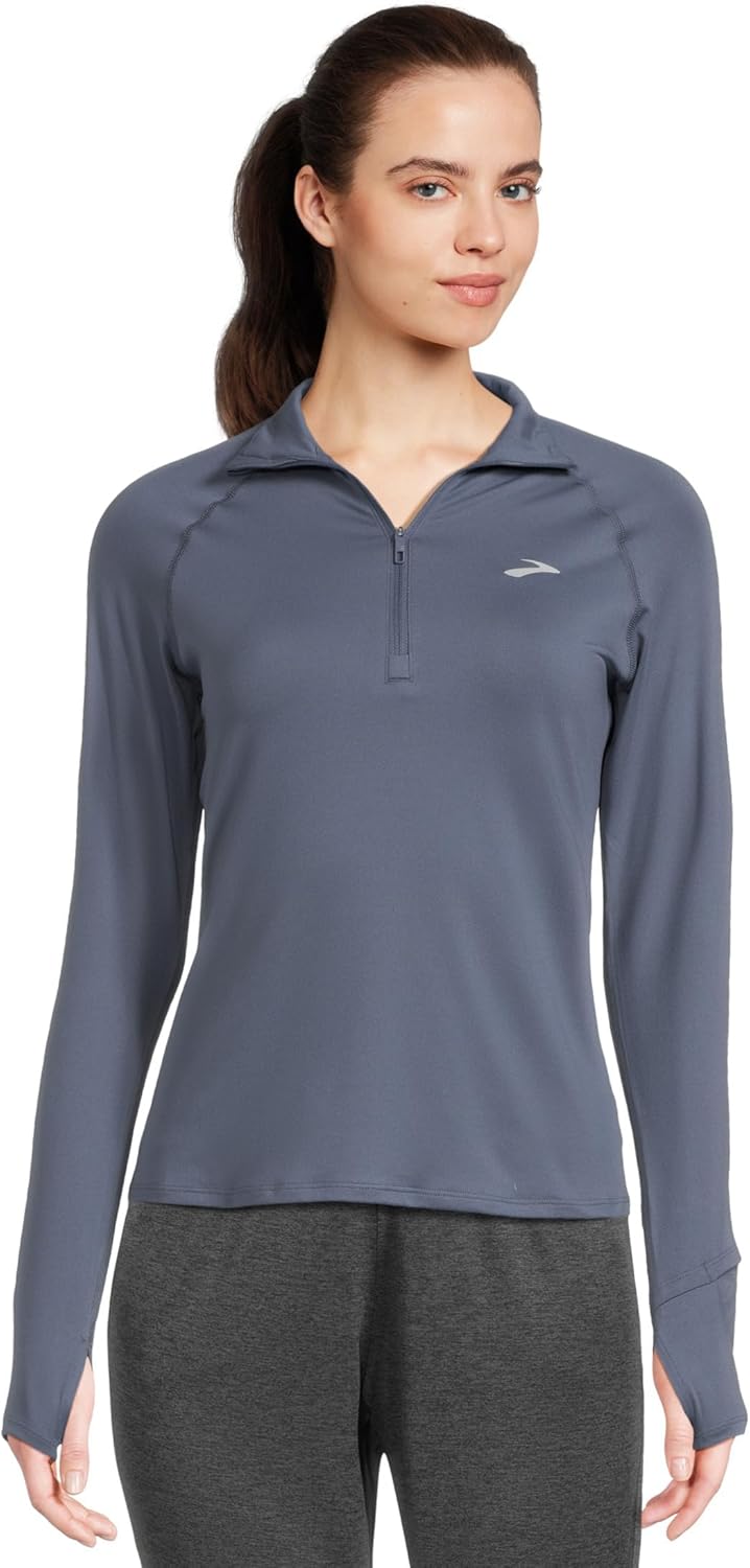 Brooks Women’s Dash 1/2 Zip 3.0, Long Sleeve Running Top, UPF 50+ Sun Protection, Soft Sweat-Wicking Fabric & Watch Window
