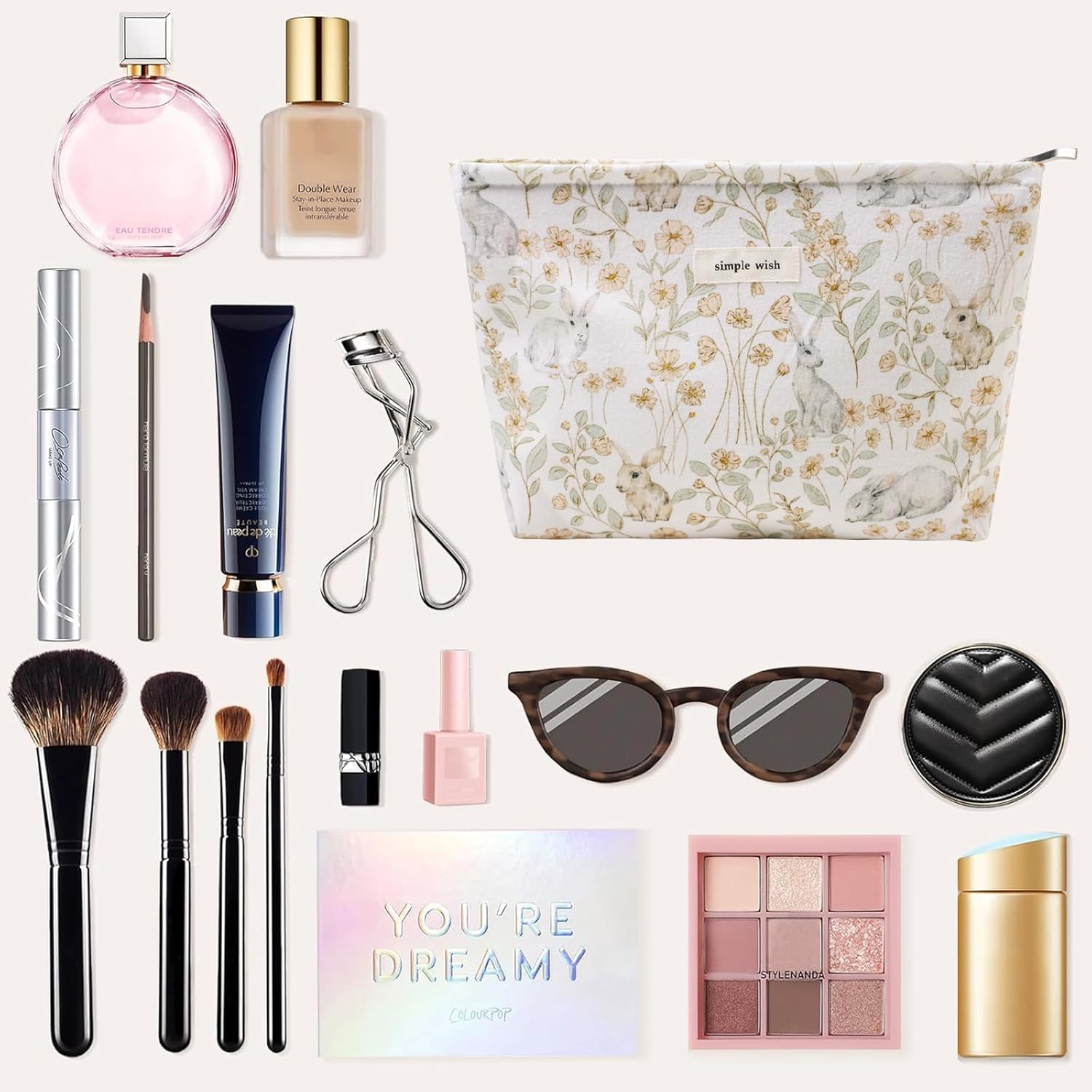 Wudygirl Cute Rabbit Cosmetic Bag - Travel Toiletry Bag & Makeup Pouch for Women & Girls - Large Capacity Canvas Organizer with Zipper Pencil Pouch - Image 3