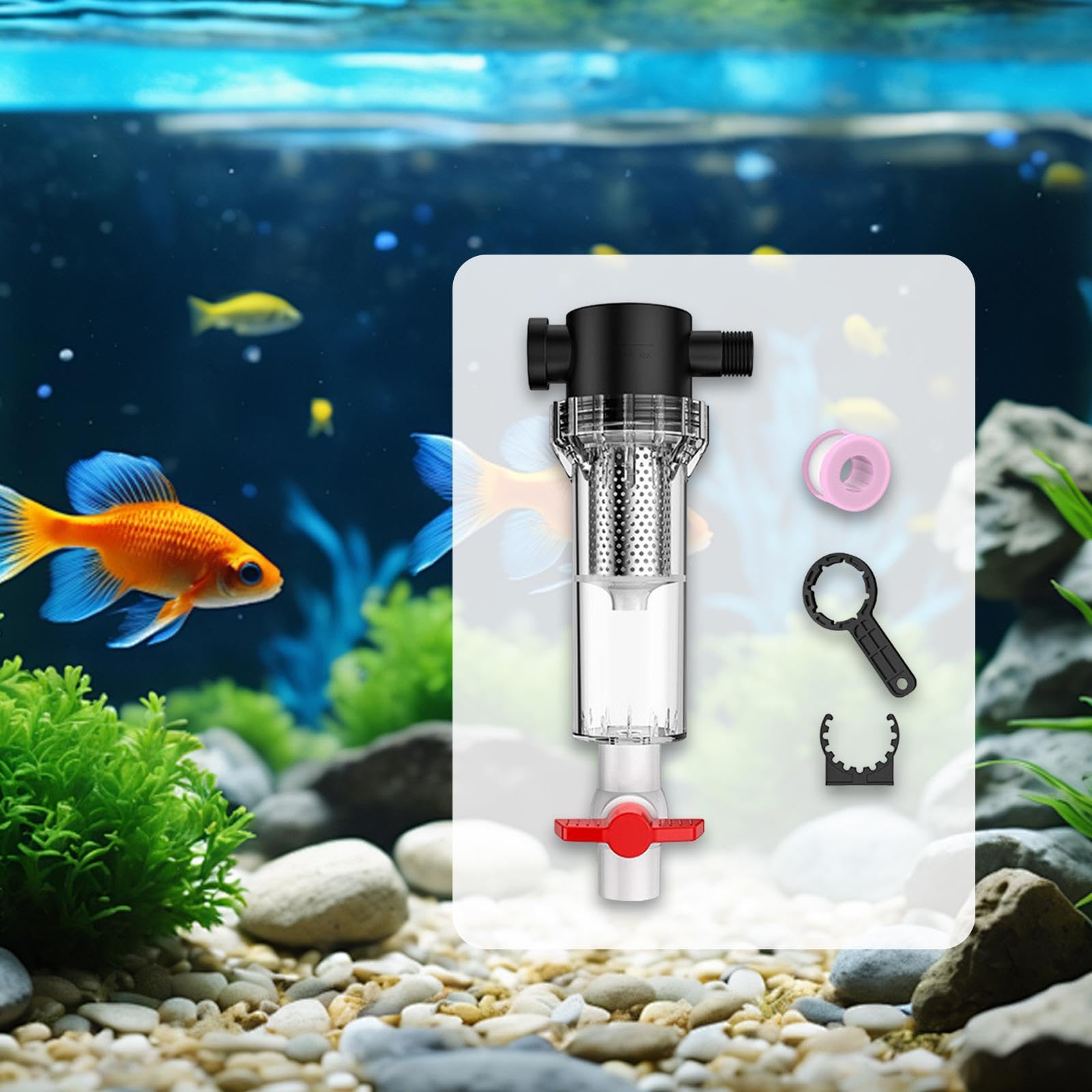 F Fityle Filtre D'Aquarium Puissant Accessoire Interne Transparent Anneau en Silicone Étanche Pompe Professionnelle et Système de Nettoyage Facile Adapté pour, 10 Mailles