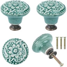4 Pieces 34mm Ceramic Cabinet Knobs, Round Drawer & Cupboard Handles, for Wardrobes, Kitchen and Home Furniture