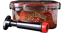 Jim Beam Vacuum Seal Marinade Box with Pump - Fast Marinator for Beef, Chicken, Fish & Veggies, BBQ Grilling Essential