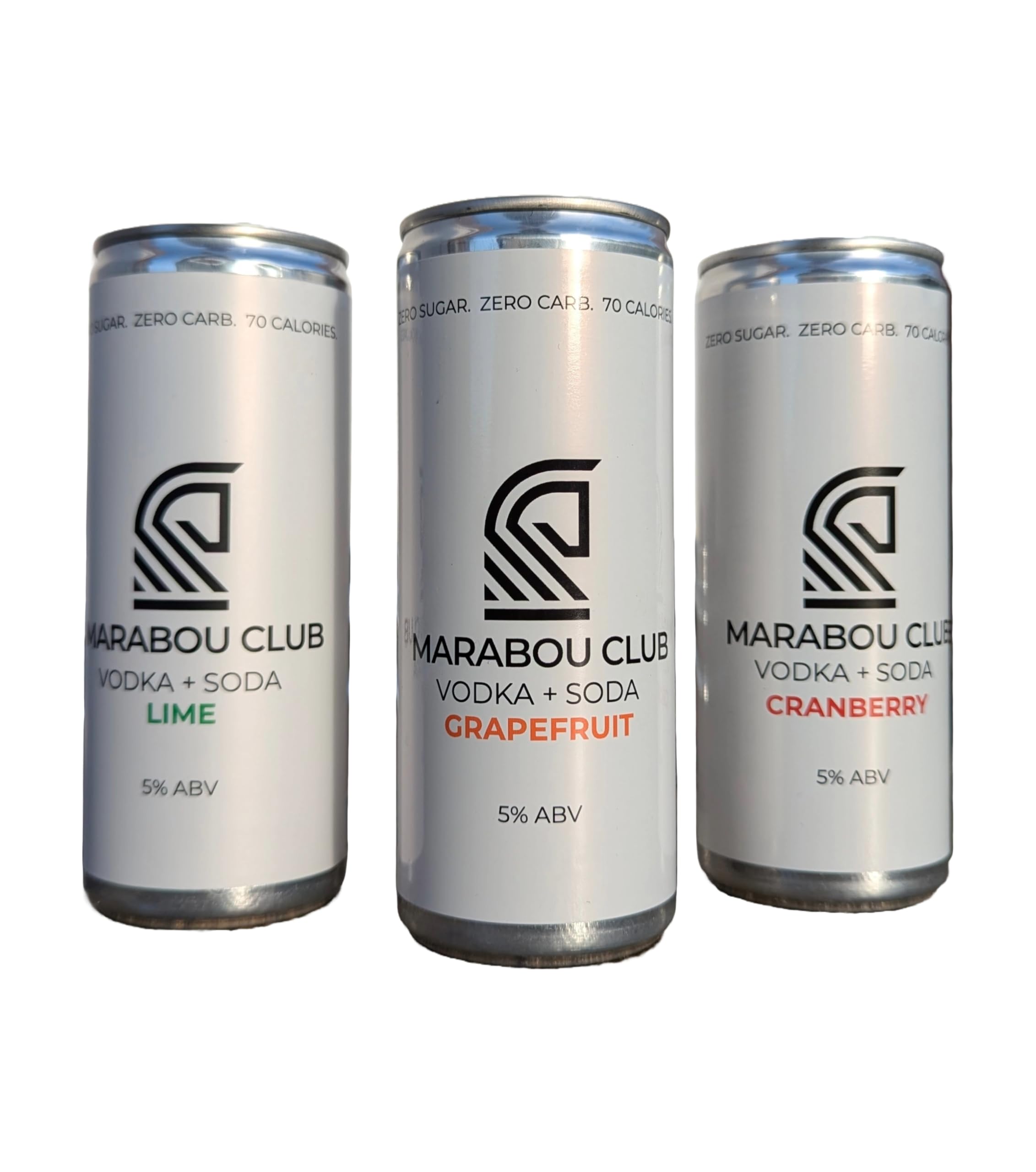 Marabou Club Vodka Soda (24 x 250ml) - Refreshing 5% ABV Sparkling Water | Hard Seltzer | Zero-Sugar, Vegan, Gluten-Free Beverage (Grapefruit)
