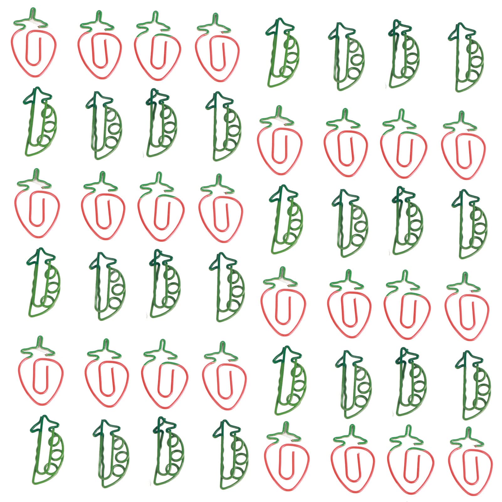 Graffette carine, 100 graffette metalliche, a forma di fragola e pisello, graffette carine con scatola portaoggetti for la classificazione dei file