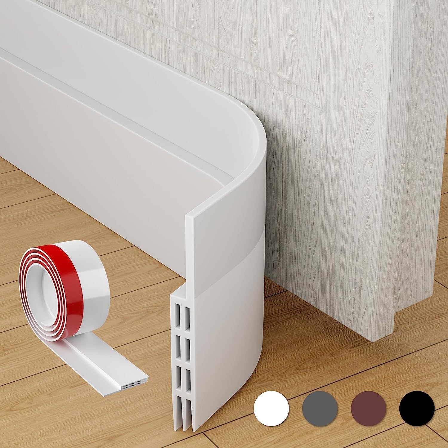 Door Seal Strip, SYKON Door Sweep, Weather Stripping, Under Door Draft Blocker, Door Gap Seal, Door Insulator, Draft Stoppers for Bottom of Doors Soundproof Wind Blocker, 39"L x2"W(White)