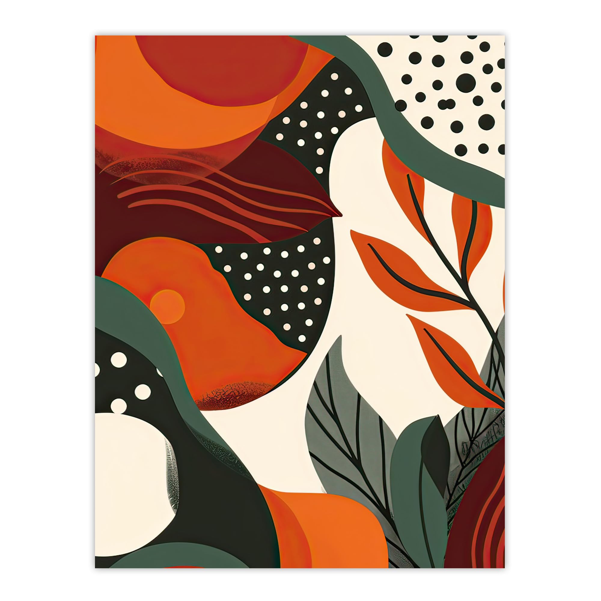 Artery8 Abstract Botanical Sunrise Design Orange Bold Living Room Large Wall Art Poster Print Thick Paper 18X24 Inch