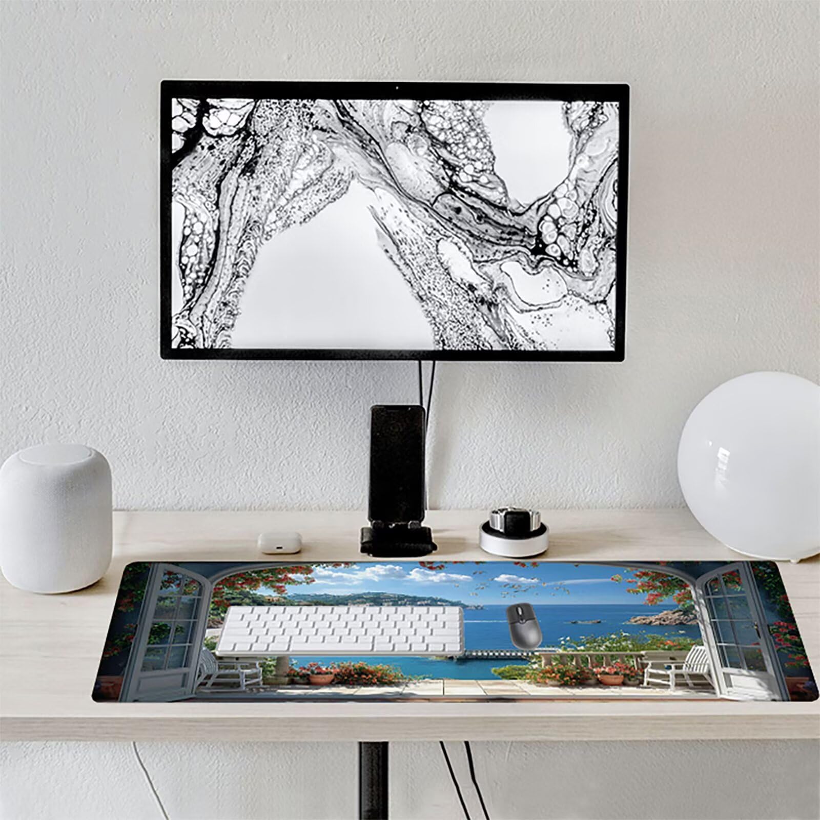 Paisaje Alfombrilla Ratón Gaming XXL 1500 x 800 mm, Alfombrilla Gaming Azul Mousepad con Base de Goma Antideslizante Impermeable Desk Mat para Teclado y Raton Accesorios Gaming, Regalos de Hombre N-4