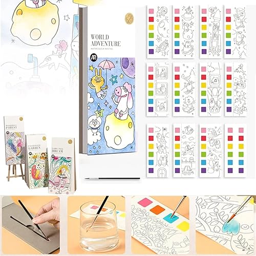 Libro de pintura de acuarela de bolsillo, pintura con agua para niñas, niños pequeños, mejora la creatividad y concentración de tu hijo, apto para