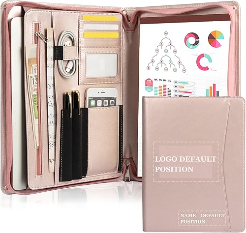 Portafolio de cuero personalizado con cremallera, cartera de negocios profesional con soporte para bloc de escritura de letras A4US para